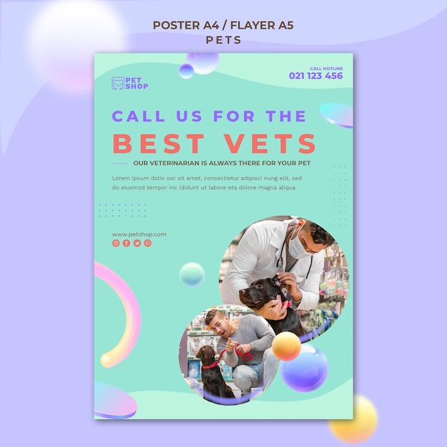 PSD gratuito plantilla de póster veterinario