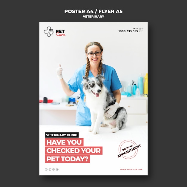 PSD gratuito plantilla de póster veterinario