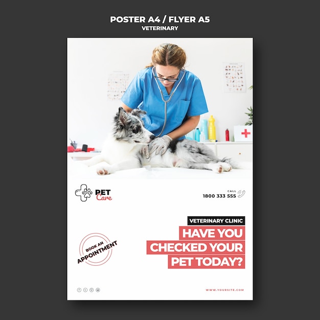 PSD gratuito plantilla de póster veterinario