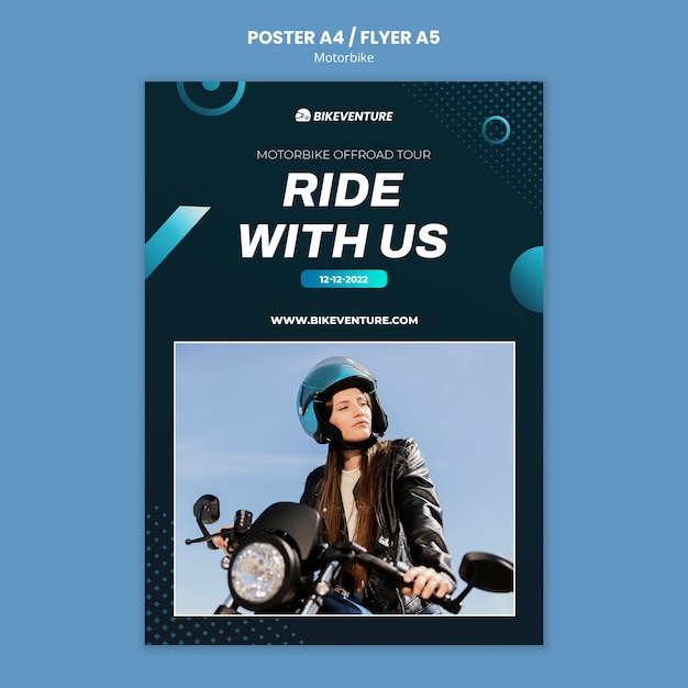 PSD gratuito plantilla de póster de viaje en moto