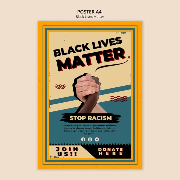 Plantilla de póster para vidas negras importa