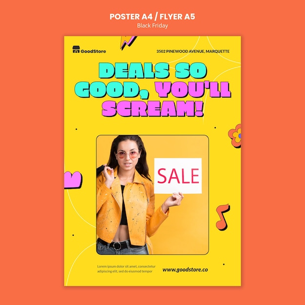 PSD gratuito plantilla de póster del viernes negro