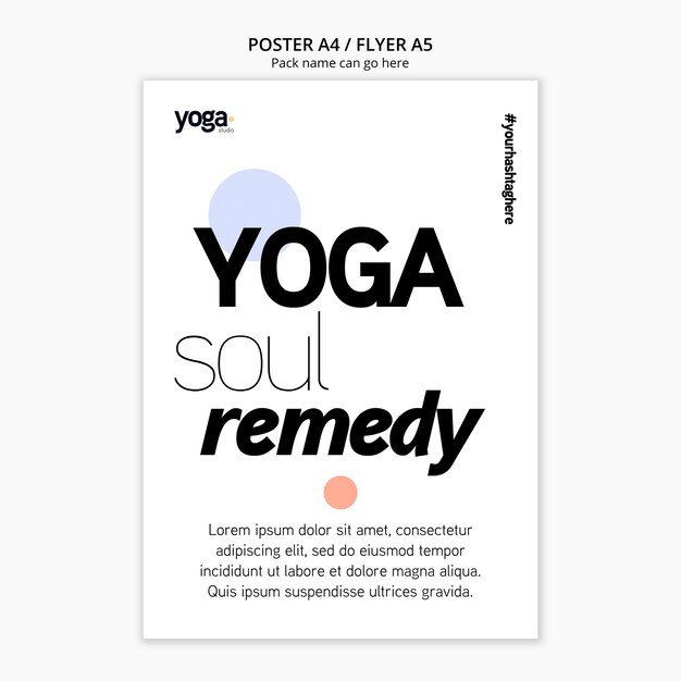 Plantilla de póster de yoga soul remedy