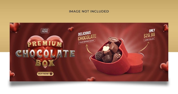 Plantilla premium de portada de banner de redes sociales de caja de chocolate PSD Premium 