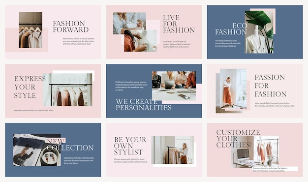 Plantilla de presentación de negocios de moda psd set