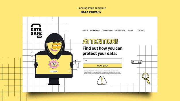 Plantilla de privacidad de datos de diseño plano