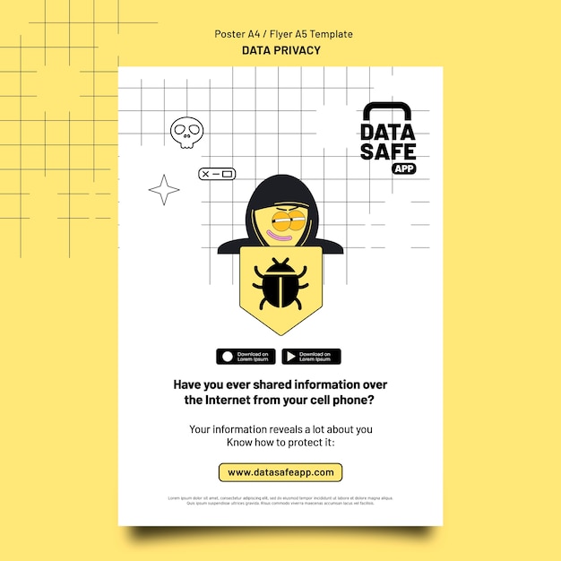 PSD gratuito plantilla de privacidad de datos de diseño plano