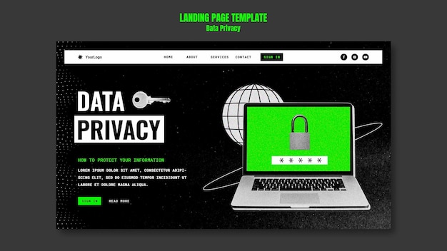 Plantilla de privacidad de datos de diseño plano