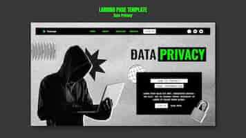 PSD gratuito plantilla de privacidad de datos de diseño plano