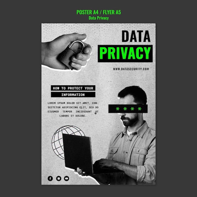 Plantilla de privacidad de datos de diseño plano