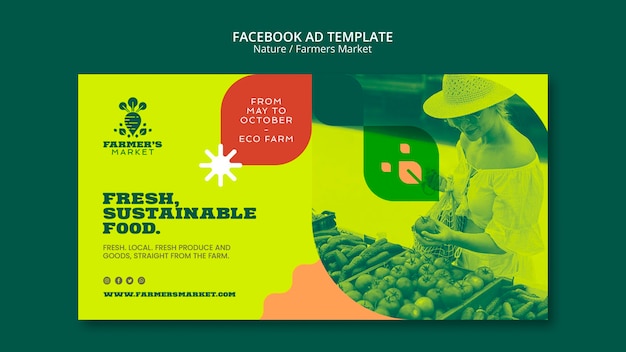 PSD gratuito plantilla de promoción de redes sociales para alimentos frescos y orgánicos para agricultores