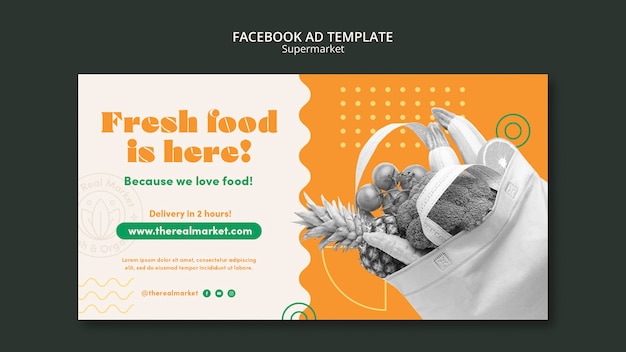 PSD gratuito plantilla de promoción de redes sociales de alimentos frescos orgánicos