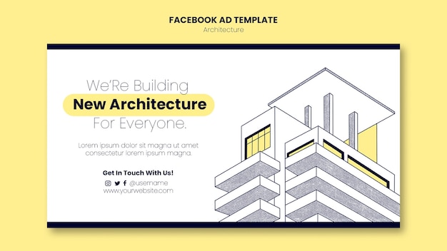 PSD gratuito plantilla de promoción de redes sociales de arquitectura y construcción