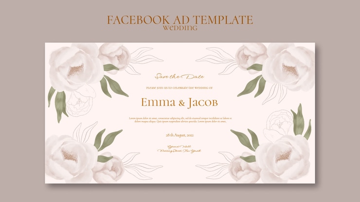 PSD gratuito plantilla de promoción de redes sociales de boda floral acuarela