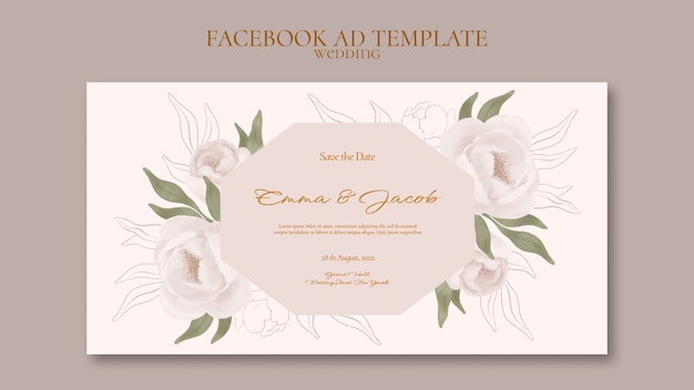 PSD gratuito plantilla de promoción de redes sociales de boda floral acuarela
