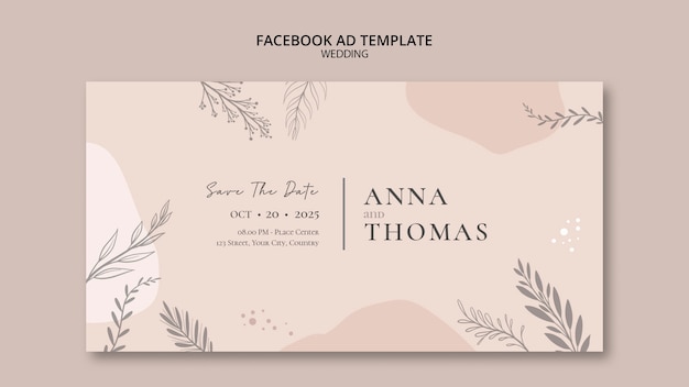 Plantilla de promoción de redes sociales para boda con vegetación