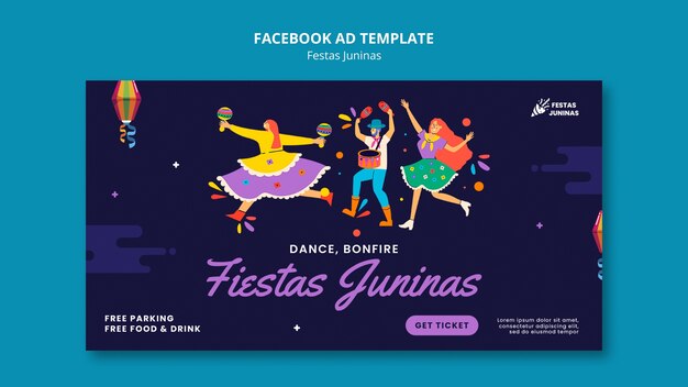 Plantilla de promoción de redes sociales para la celebración brasileña de festas juninas