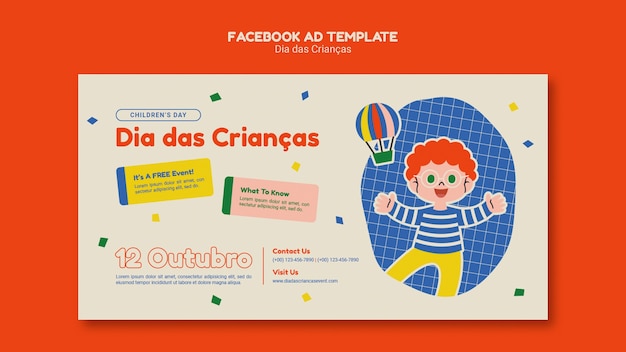 PSD gratuito plantilla de promoción de redes sociales de celebración dia das criancas