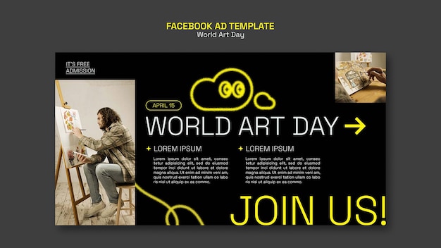 PSD gratuito plantilla de promoción de redes sociales para la celebración del día mundial del arte