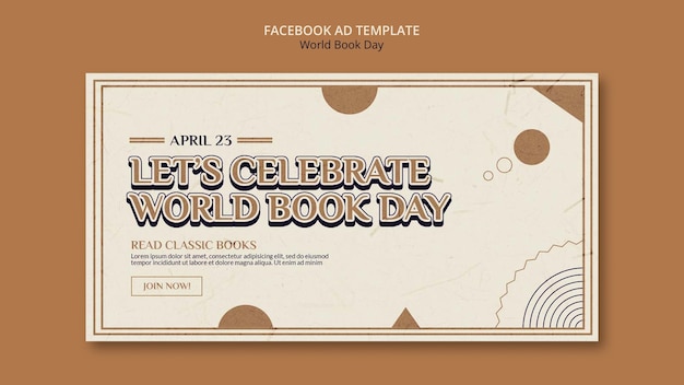 PSD gratuito plantilla de promoción de redes sociales para la celebración del día mundial del libro