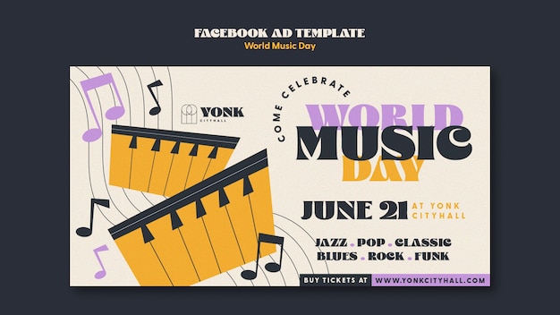 Plantilla de promoción de redes sociales para la celebración del día mundial de la música