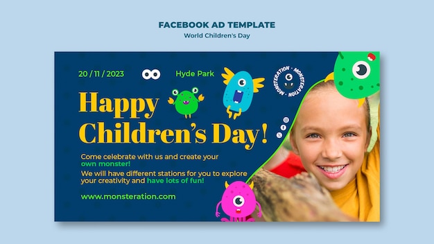 Plantilla de promoción de redes sociales para la celebración del día mundial del niño