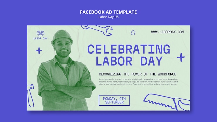PSD gratuito plantilla de promoción de redes sociales para la celebración del día del trabajo de ee. uu.