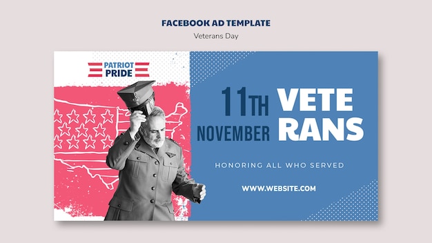 PSD gratuito plantilla de promoción de redes sociales para la celebración del día de los veteranos de ee. uu.