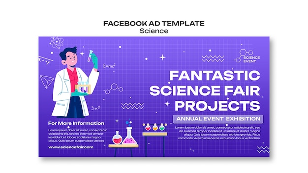Plantilla de promoción de redes sociales para ciencia y experimentos.