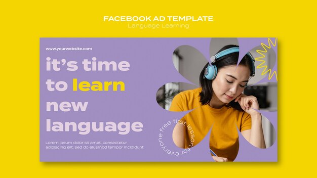 Plantilla de promoción de redes sociales de clases de aprendizaje de idiomas