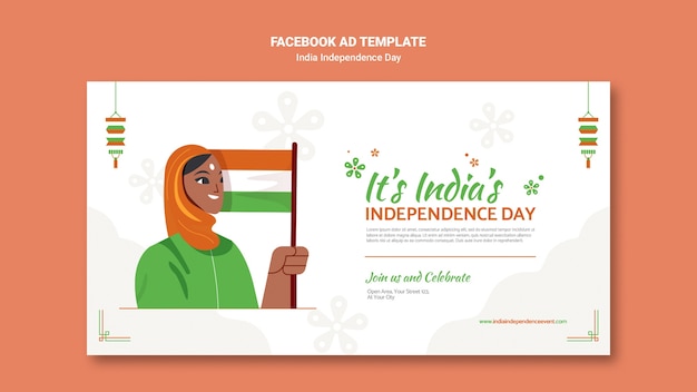 PSD gratuito plantilla de promoción de redes sociales del día de la independencia de india