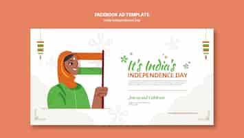 PSD gratuito plantilla de promoción de redes sociales del día de la independencia de india