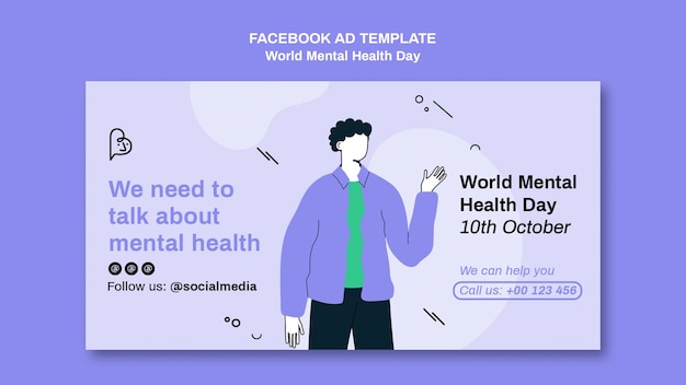 PSD gratuito plantilla de promoción de redes sociales del día mundial de la salud mental