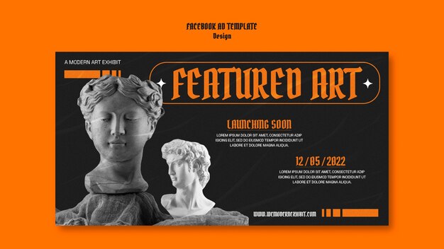 Plantilla de promoción de redes sociales de diseño gráfico con estatua de mármol