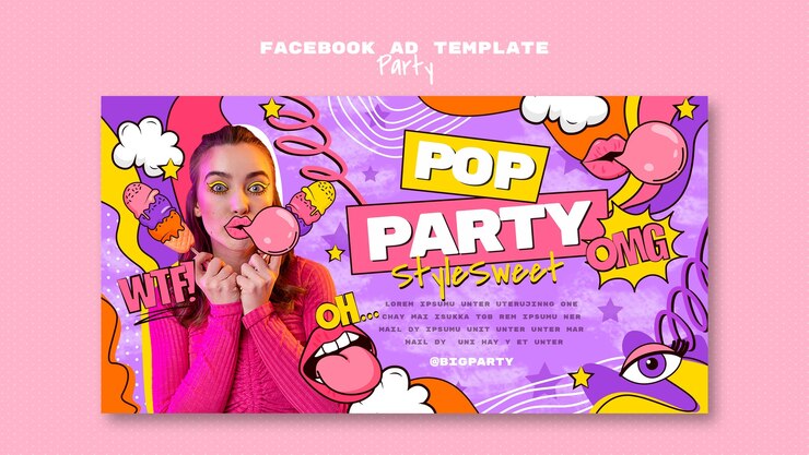 PSD gratuito plantilla de promoción de redes sociales en estilo maximalismo