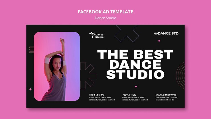 PSD gratuito plantilla de promoción de redes sociales de estudio de baile con diseño minimalista