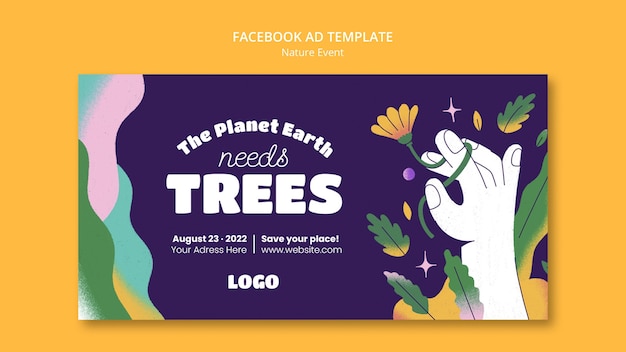 Plantilla de promoción de redes sociales para eventos de plantación de árboles con formas abstractas