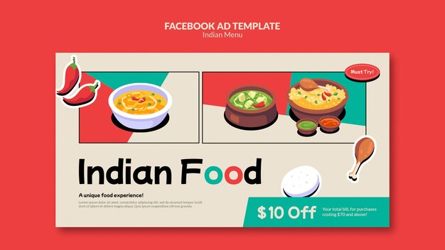 Plantilla de promoción de redes sociales de negocios y restaurante de comida india