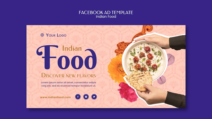PSD gratuito plantilla de promoción de redes sociales de negocios y restaurante de comida india