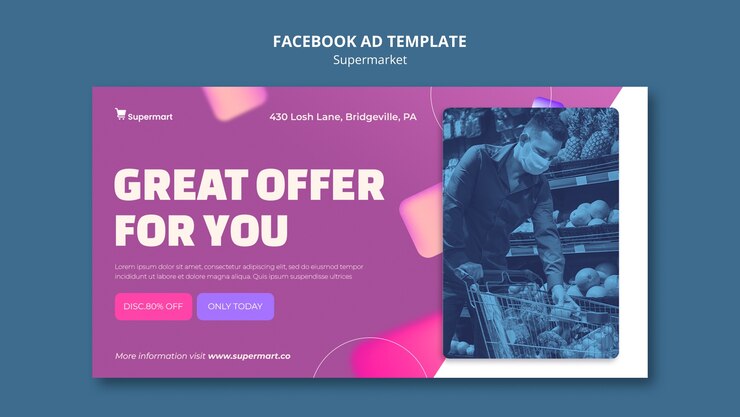 PSD gratuito plantilla de promoción de redes sociales de negocios de supermercado