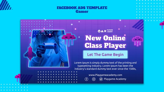 Plantilla de promoción de redes sociales de neón de juegos