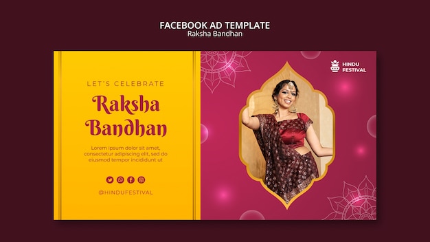 PSD gratuito plantilla de promoción de redes sociales de raksha bandhan en tono dual y diseño de mandala