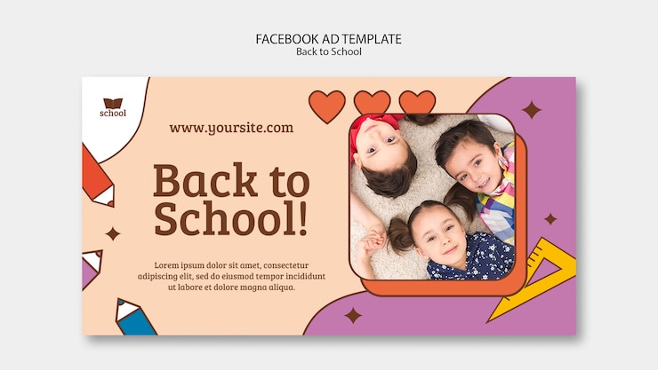 PSD gratuito plantilla de promoción de redes sociales de regreso a la escuela con útiles escolares