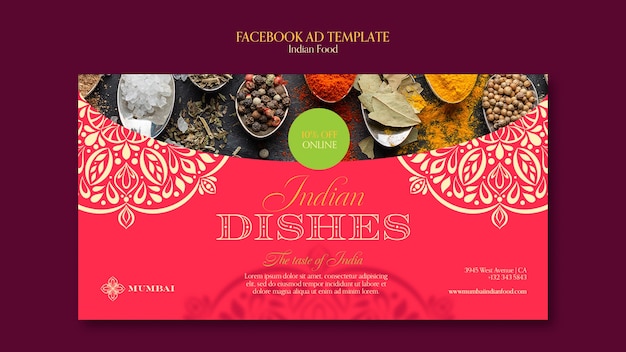 Plantilla de promoción de redes sociales de restaurante de comida india con diseño de mandala