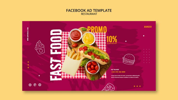 PSD gratuito plantilla de promoción de redes sociales de restaurante de comida rápida