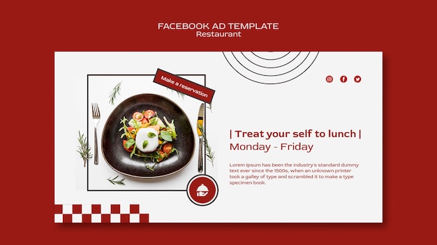 Plantilla de promoción de redes sociales de restaurante con comida