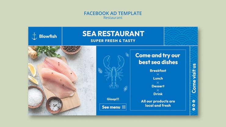 PSD gratuito plantilla de promoción de redes sociales de restaurante de mariscos