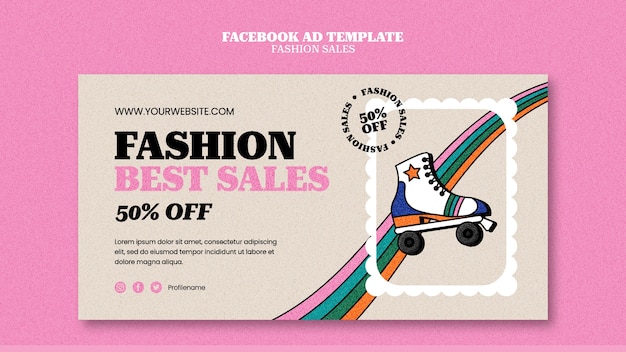 PSD gratuito plantilla de promoción de redes sociales de ventas de moda con diseño retro