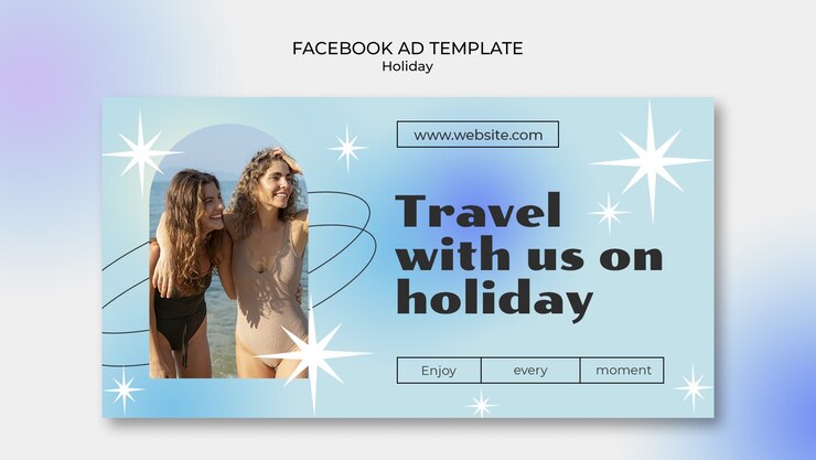 Plantilla de promoción de redes sociales de viaje de vacaciones degradado
