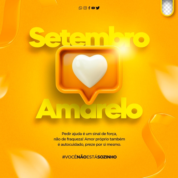 PSD gratuito plantilla psd redes sociales prevención del suicidio mes amarillo septiembre setembro amarelo en brasil